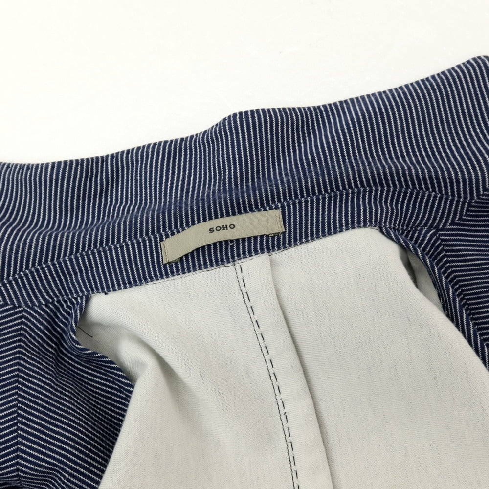 【中古】ボリオリ BOGLIOLI SOHO コットンナイロン ジャージー ストライプ 3B カジュアルジャケット ネイビーxホワイト【サイズ46】【 状態ランクC 】【 メンズ 】