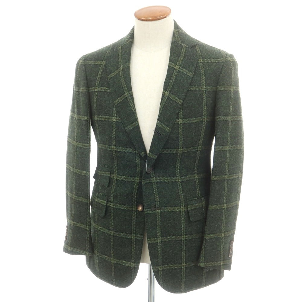 【中古】スティレ ラティーノ STILE LATINO ウール ツイード チェック 3B テーラードジャケット グリーン【 46 】【 状態ランクB 】【 メンズ 】