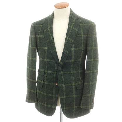 【中古】スティレ ラティーノ STILE LATINO ウール ツイード チェック 3B テーラードジャケット グリーン【 46 】【 状態ランクB 】【 メンズ 】