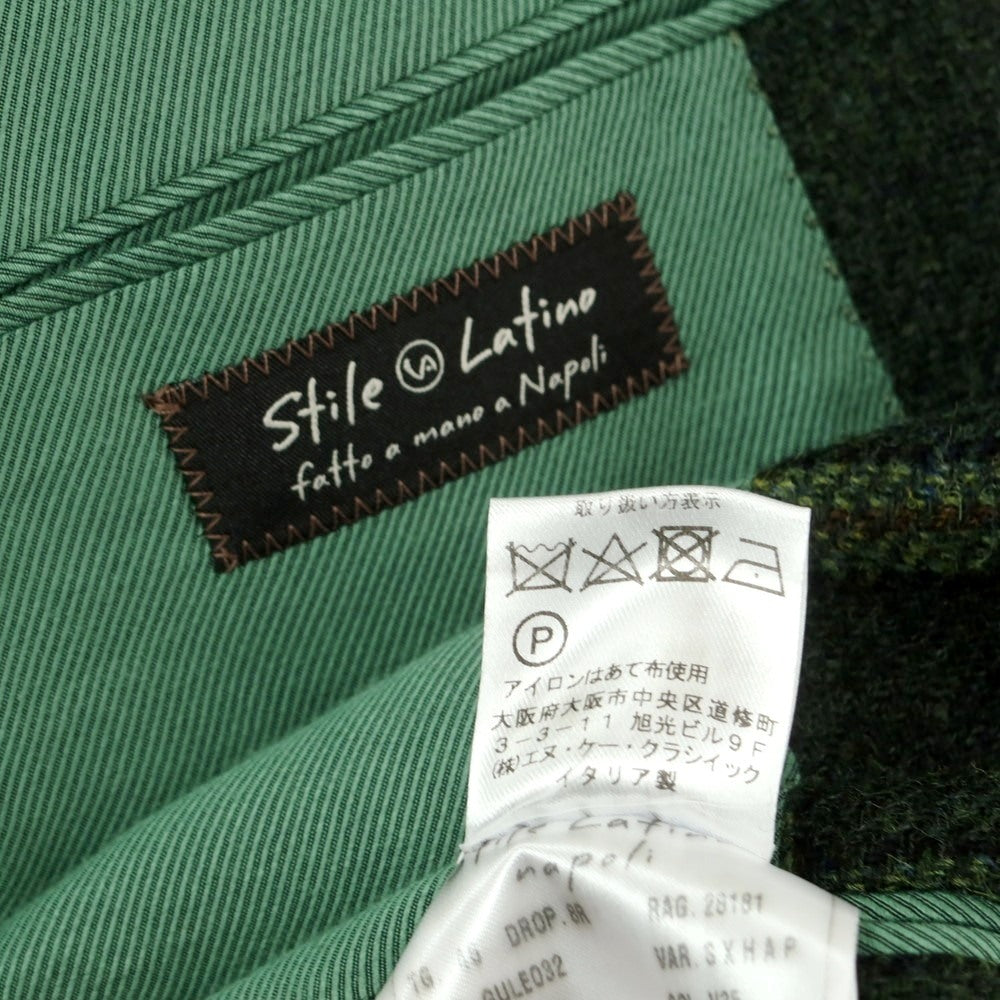 【中古】スティレ ラティーノ STILE LATINO ウール ツイード チェック 3B テーラードジャケット グリーン【 サイズ46 】【 状態ランクB 】【 メンズ 】 [BPD]