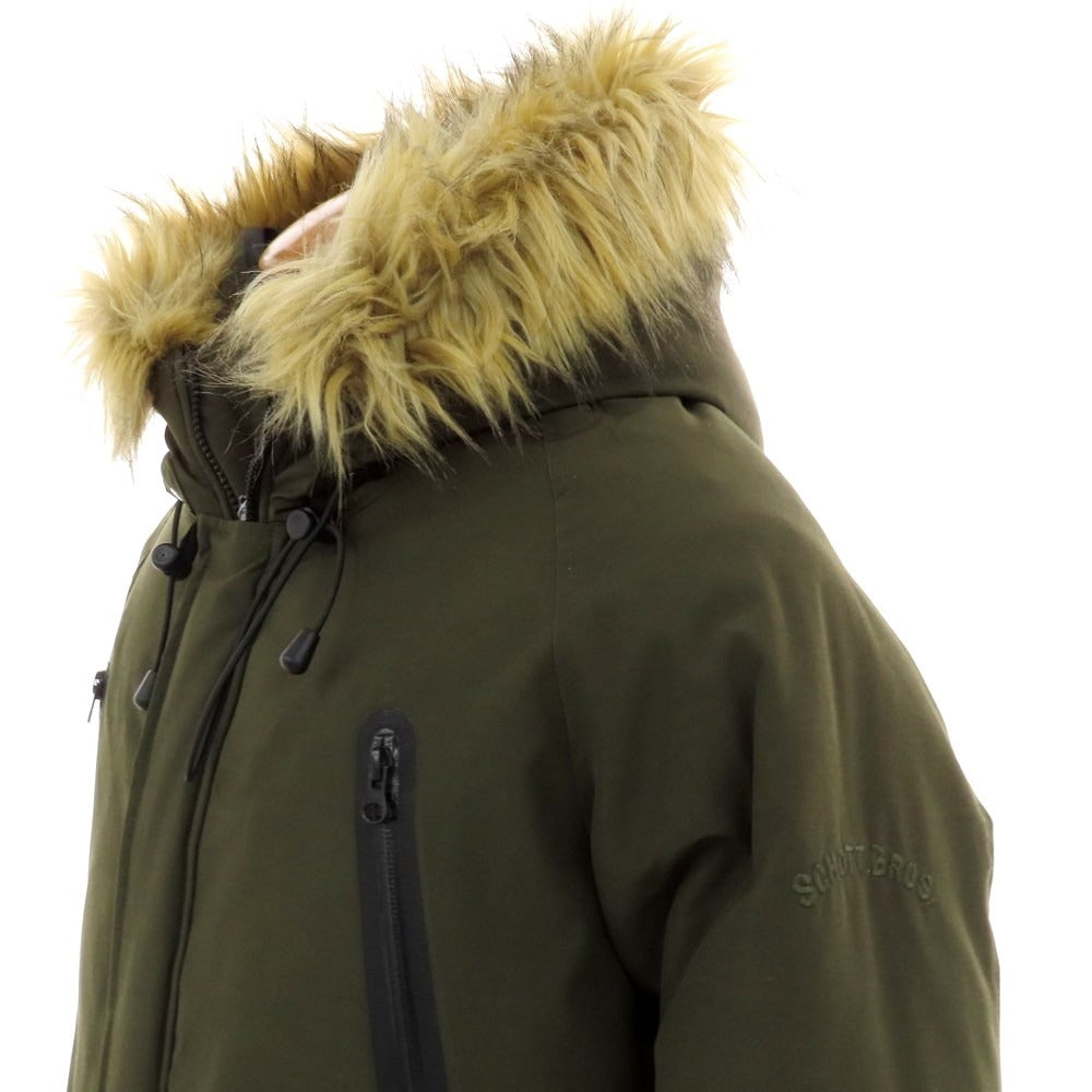 【中古】ショット schott ポリエステルコットン ファー ダウンジャケット オリーブ【 M 】【 状態ランクC 】【 メンズ 】