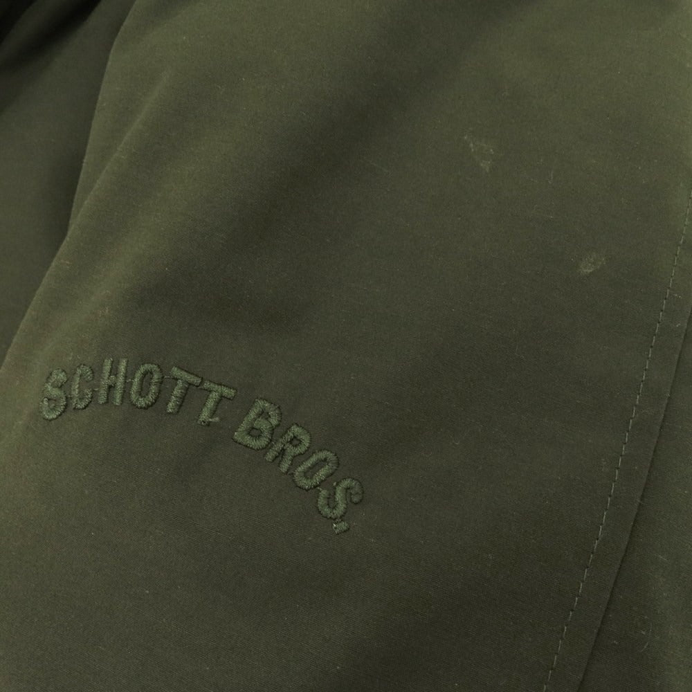 【中古】ショット schott ポリエステルコットン ファー ダウンジャケット オリーブ【 M 】【 状態ランクC 】【 メンズ 】