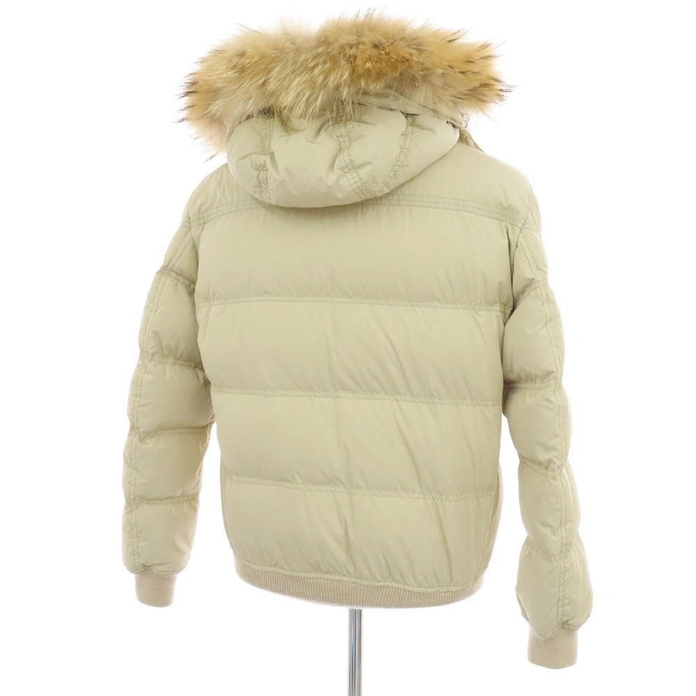 【中古】ルイジボレッリ ラグジュアリーヴィンテージ LUIGIBORRELLI LUXURY VINTAGE ストレッチポリエステル ファー ダウンジャケット ベージュ系【サイズ48】【 状態ランクB 】【 メンズ 】[CPD]