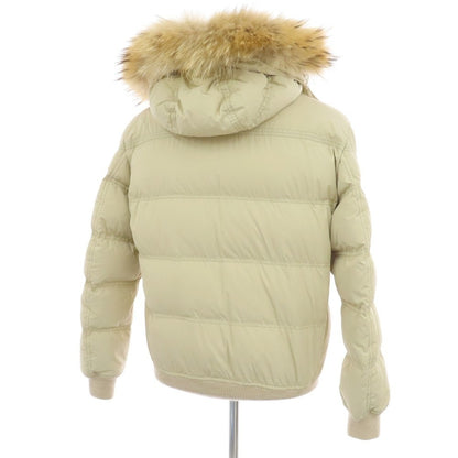 【中古】ルイジボレッリ ラグジュアリーヴィンテージ LUIGIBORRELLI LUXURY VINTAGE ストレッチポリエステル ファー ダウンジャケット ベージュ系【 48 】【 状態ランクB 】【 メンズ 】