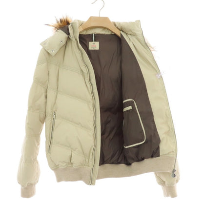 【中古】ルイジボレッリ ラグジュアリーヴィンテージ LUIGIBORRELLI LUXURY VINTAGE ストレッチポリエステル ファー ダウンジャケット ベージュ系【 48 】【 状態ランクB 】【 メンズ 】