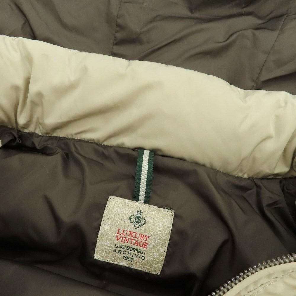 【中古】ルイジボレッリ ラグジュアリーヴィンテージ LUIGIBORRELLI LUXURY VINTAGE ストレッチポリエステル ファー ダウンジャケット ベージュ系【 48 】【 状態ランクB 】【 メンズ 】