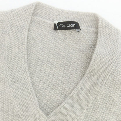 【中古】クルチアーニ CRUCIANI カシミヤ Vネック プルオーバーニット ライトグレー【 46 】【 状態ランクB 】【 メンズ 】