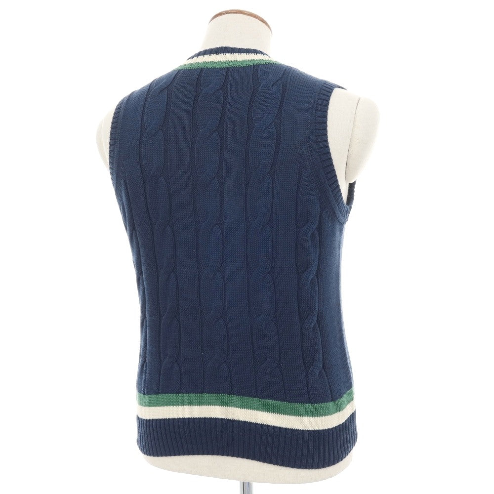 【中古】ラファモリーナ RAffa MOLINA コットン チルデン Vネック ニットベスト ネイビー【サイズM】【 状態ランクB 】【 メンズ 】