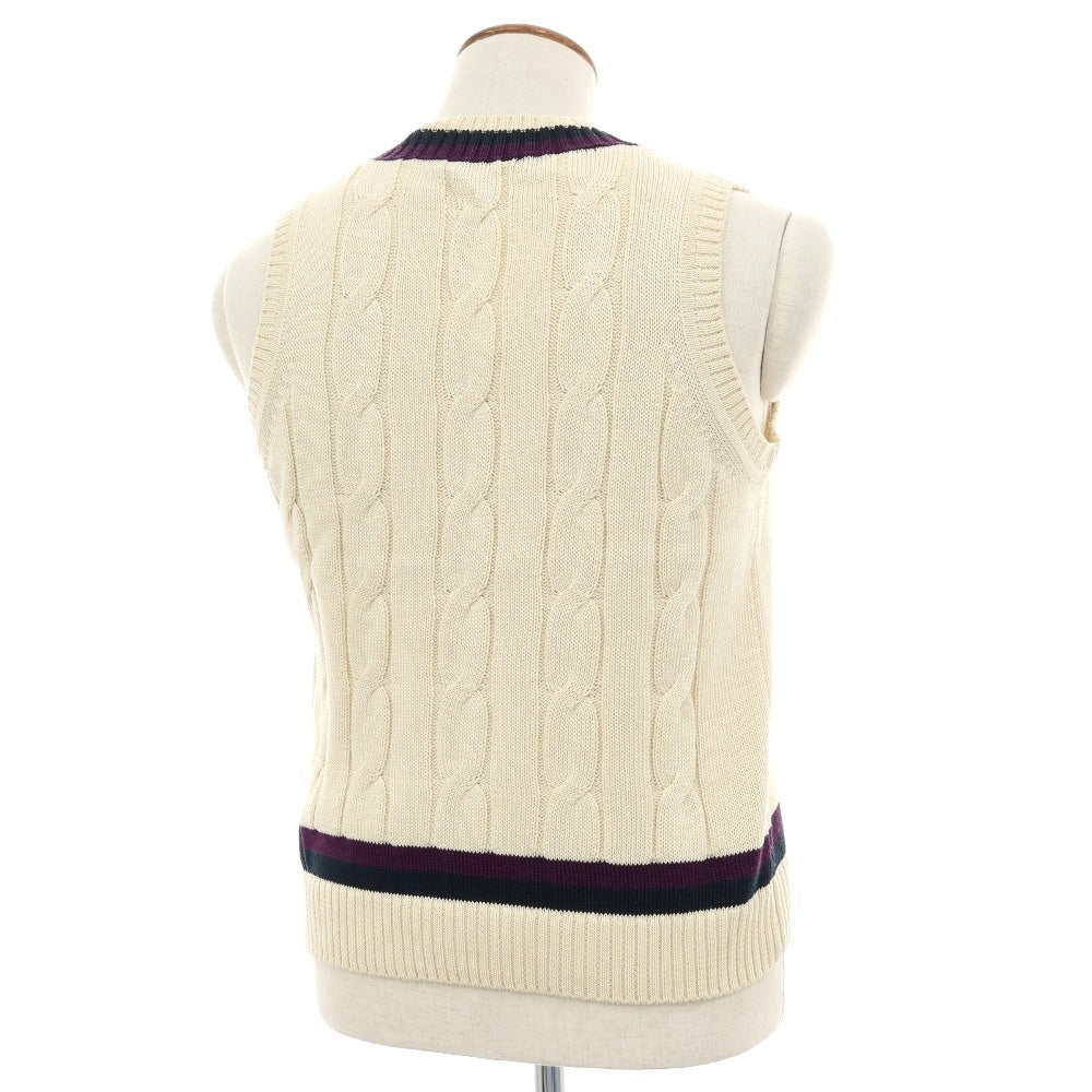 【中古】ラファモリーナ RAffa MOLINA コットン チルデン Vネック ニットベスト ナチュラル【サイズM】【 状態ランクB 】【 メンズ 】