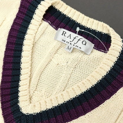 【中古】ラファモリーナ RAffa MOLINA コットン チルデン Vネック ニットベスト ナチュラル【サイズM】【 状態ランクB 】【 メンズ 】