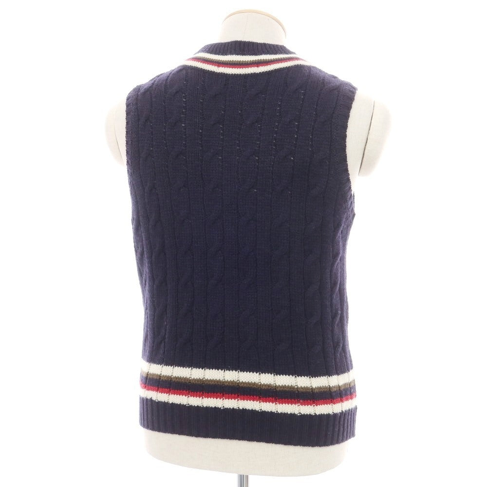 【中古】ジェームスシャルロット James Charlotte ケーブル編み ウール Vネック ニットベスト ネイビー【 36 】【 状態ランクB 】【 メンズ 】