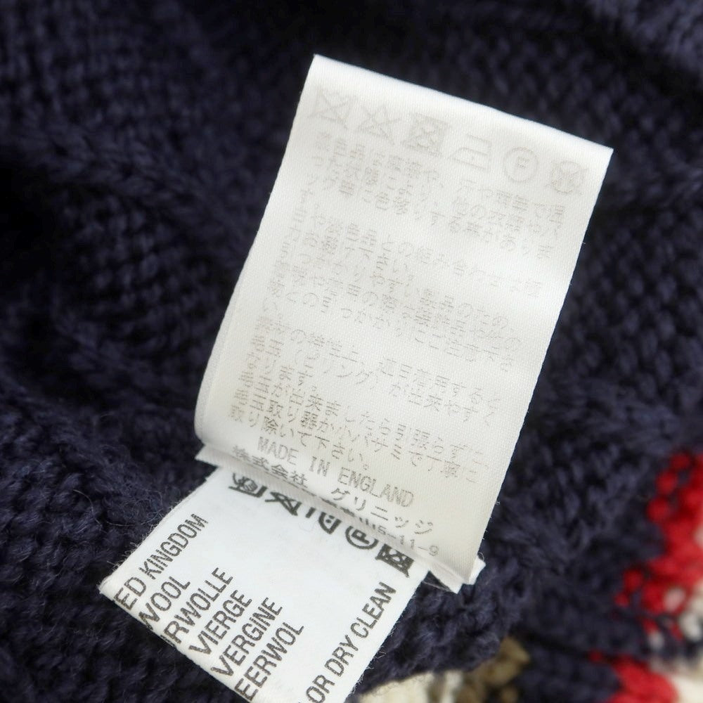 【中古】ジェームスシャルロット James Charlotte ケーブル編み ウール Vネック ニットベスト ネイビー【 36 】【 状態ランクB 】【 メンズ 】