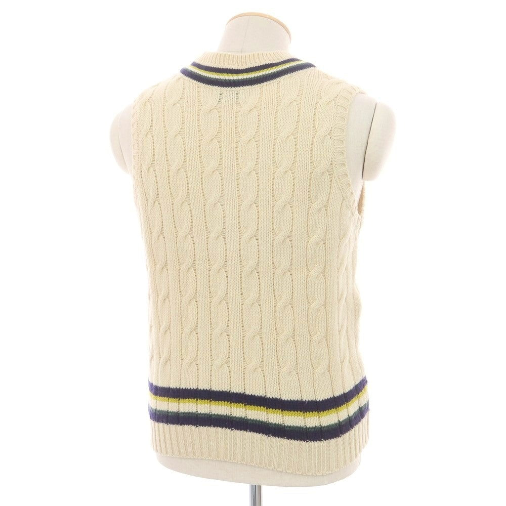 【中古】ジェームスシャルロット James Charlotte ケーブル編み ウール Vネック ニットベスト アイボリー【 36 】【 状態ランクB 】【 メンズ 】
