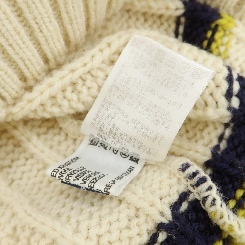 【中古】ジェームスシャルロット James Charlotte ケーブル編み ウール Vネック ニットベスト アイボリー【 36 】【 状態ランクB 】【 メンズ 】