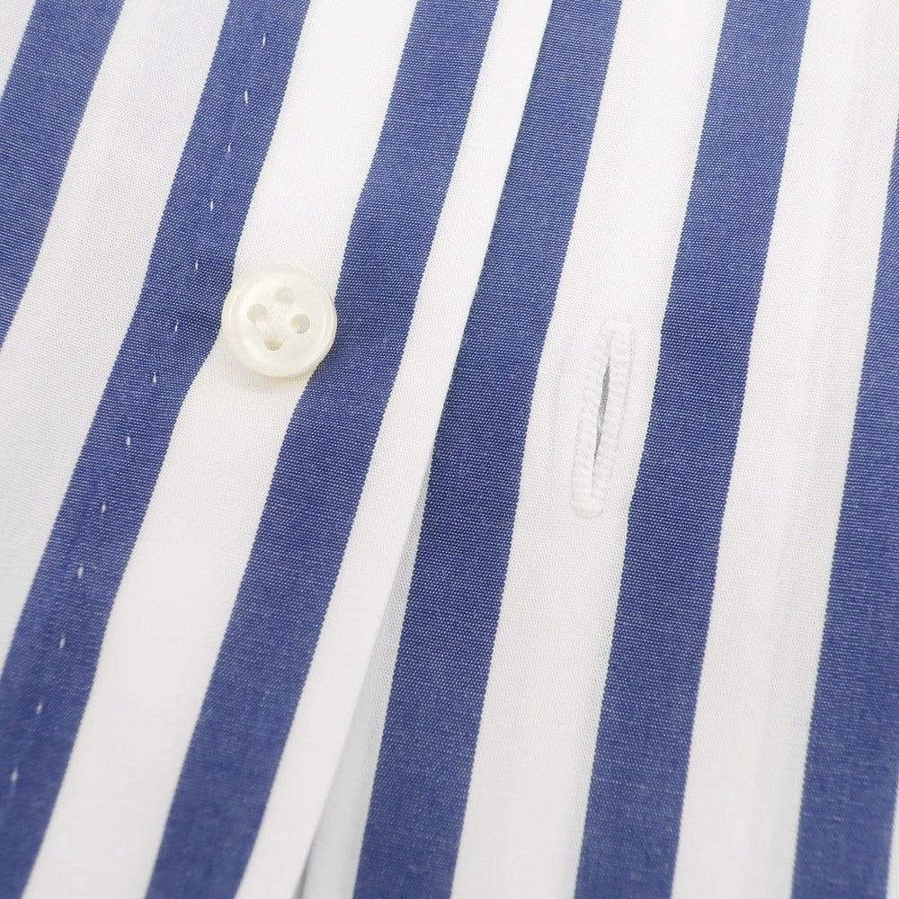 【中古】ルイジ ボレッリ Luigi Borrelli コットン ストライプ ワイドカラー ドレスシャツ ホワイトxネイビー【 40 】【 状態ランクB 】【 メンズ 】