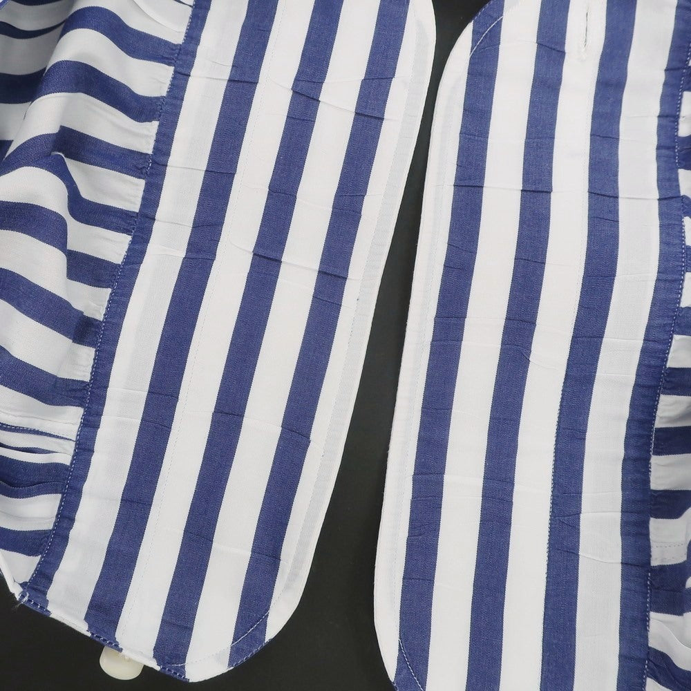 【中古】ルイジ ボレッリ Luigi Borrelli コットン ストライプ ワイドカラー ドレスシャツ ホワイトxネイビー【 40 】【 状態ランクB 】【 メンズ 】