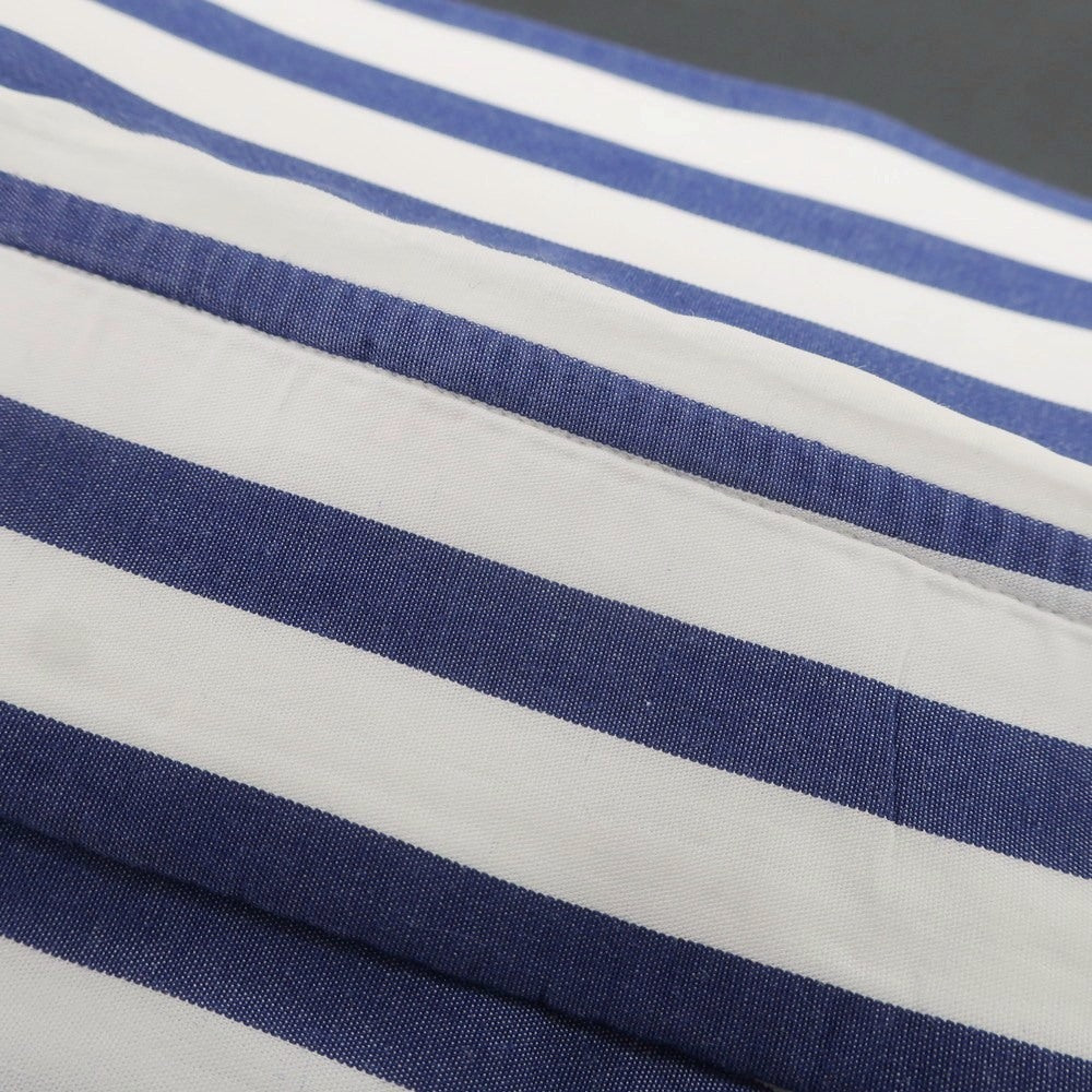 【中古】ルイジ ボレッリ Luigi Borrelli コットン ストライプ ワイドカラー ドレスシャツ ホワイトxネイビー【 40 】【 状態ランクB 】【 メンズ 】