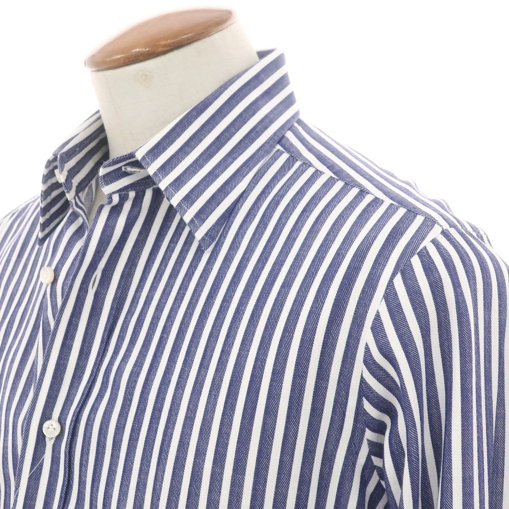 【中古】バルバ BARBA コットン ストライプ レギュラーカラー カジュアルシャツ ネイビーxホワイト【 40 】【 状態ランクB 】【 メンズ 】