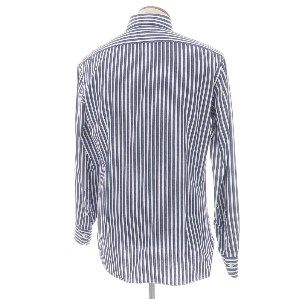 【中古】バルバ BARBA コットン ストライプ レギュラーカラー カジュアルシャツ ネイビーxホワイト【 40 】【 状態ランクB 】【 メンズ 】