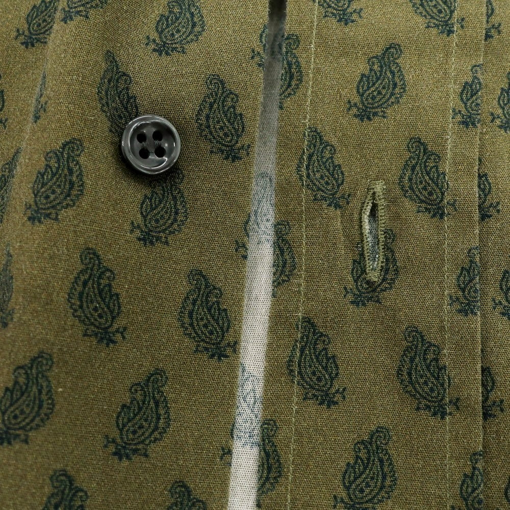 【中古】オリアン ORIAN コットン ペイズリー ボタンダウン カジュアルシャツ オリーブ【 M 】【 状態ランクC 】【 メンズ 】