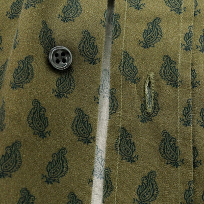 【中古】オリアン ORIAN コットン ペイズリー ボタンダウン カジュアルシャツ オリーブ【 M 】【 状態ランクC 】【 メンズ 】