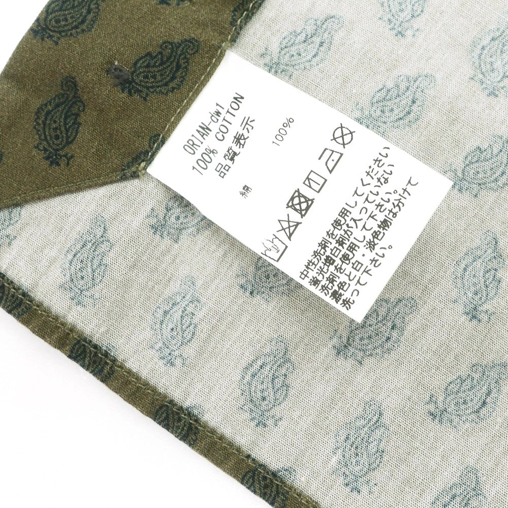 【中古】オリアン ORIAN コットン ペイズリー ボタンダウン カジュアルシャツ オリーブ【 M 】【 状態ランクC 】【 メンズ 】