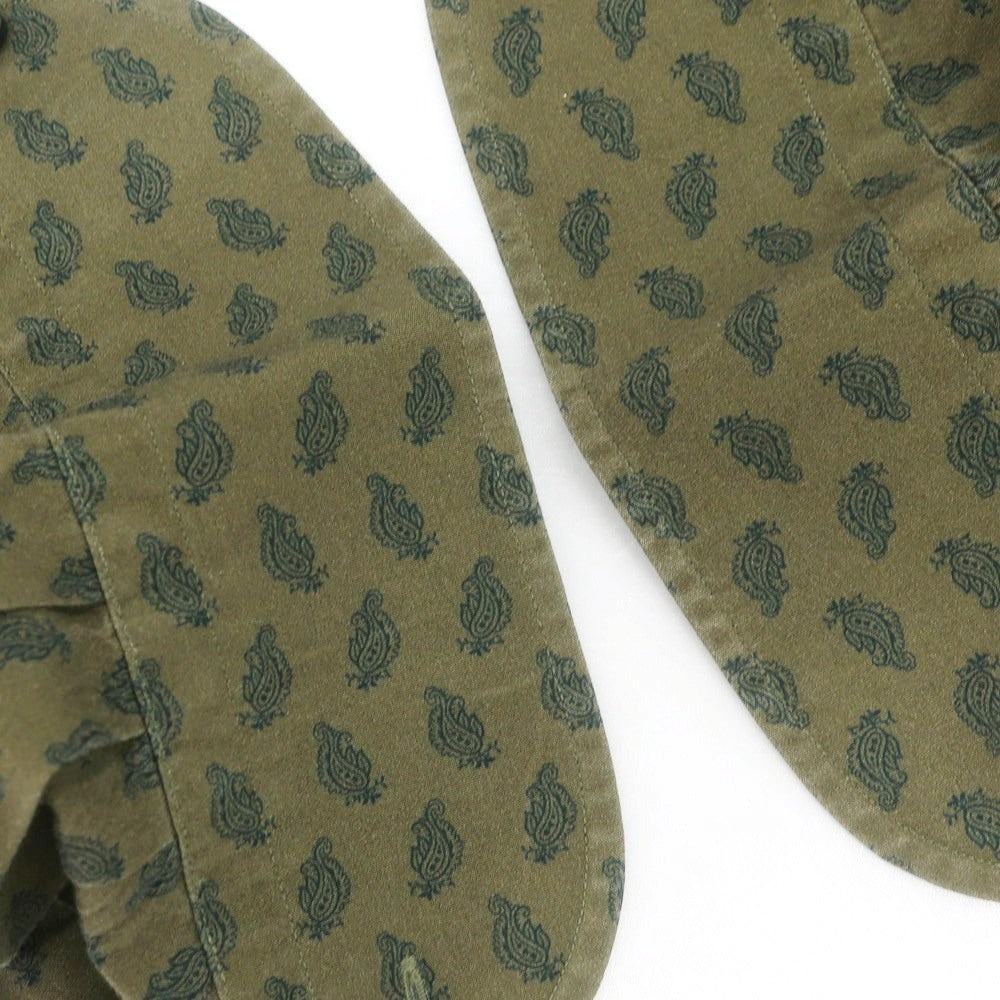 【中古】オリアン ORIAN コットン ペイズリー ボタンダウン カジュアルシャツ オリーブ【 M 】【 状態ランクC 】【 メンズ 】