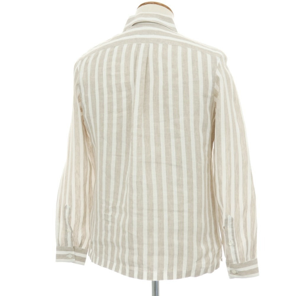 【中古】エリコフォルミコラ ERRICO FORMICOLA リネン ストライプ プルオーバーシャツ グレージュxホワイト【サイズM】【 状態ランクB 】【 メンズ 】