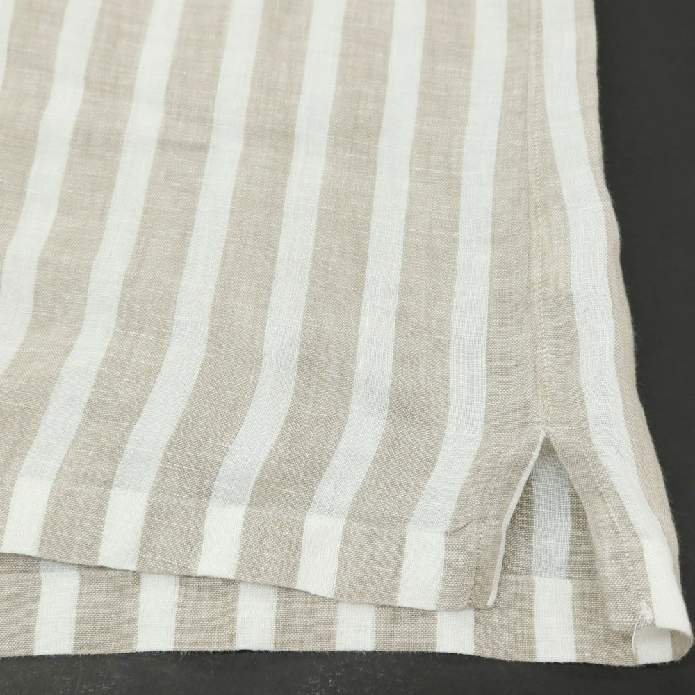 【中古】エリコフォルミコラ ERRICO FORMICOLA リネン ストライプ プルオーバーシャツ グレージュxホワイト【サイズM】【 状態ランクB 】【 メンズ 】