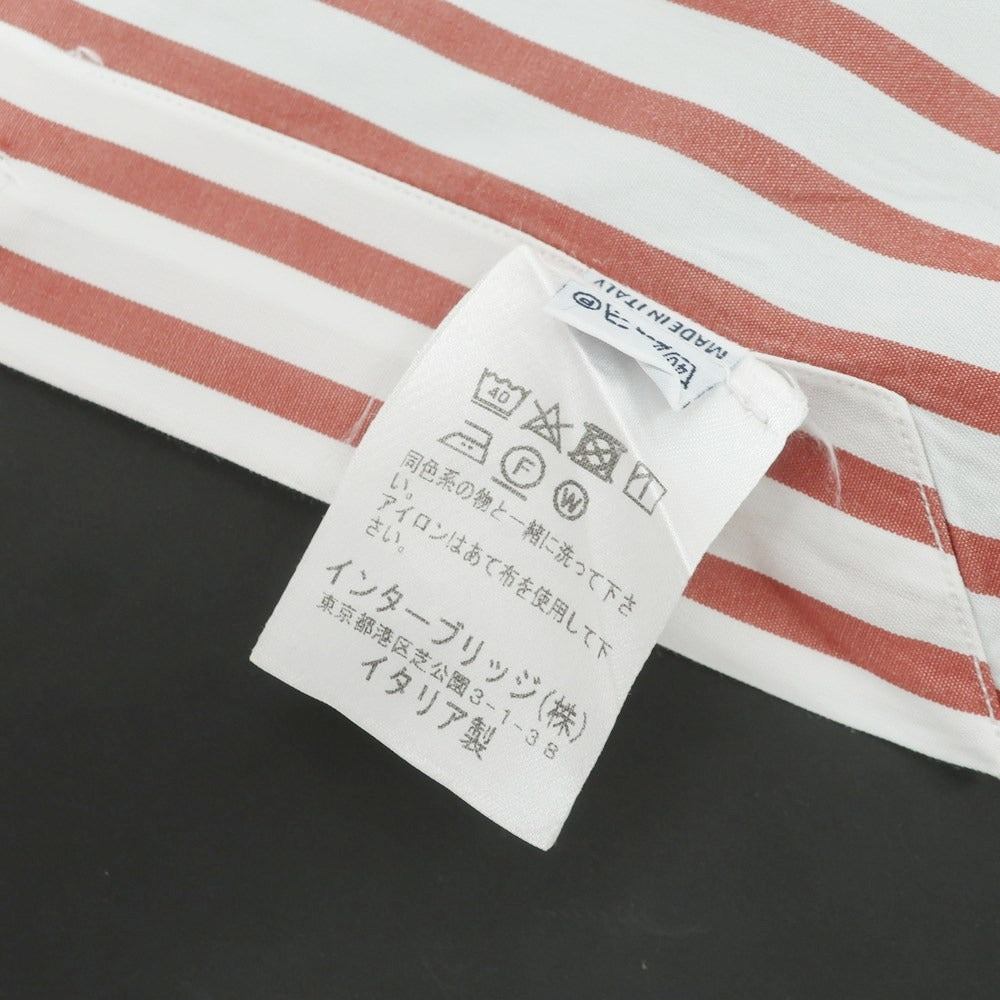【中古】ボリエッロ BORRIELLO コットン ストライプ レギュラーカラー ドレスシャツ ホワイトxレッド【 40 】【 状態ランクC 】【 メンズ 】