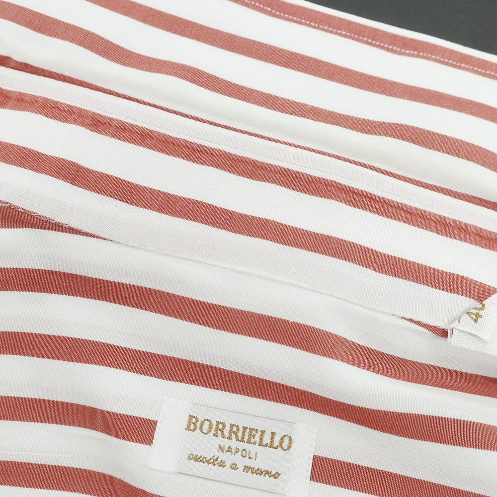 【中古】ボリエッロ BORRIELLO コットン ストライプ レギュラーカラー ドレスシャツ ホワイトxレッド【 40 】【 状態ランクC 】【 メンズ 】