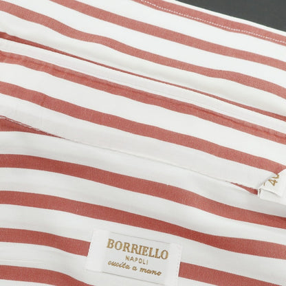 【中古】ボリエッロ BORRIELLO コットン ストライプ レギュラーカラー ドレスシャツ ホワイトxレッド【 40 】【 状態ランクC 】【 メンズ 】