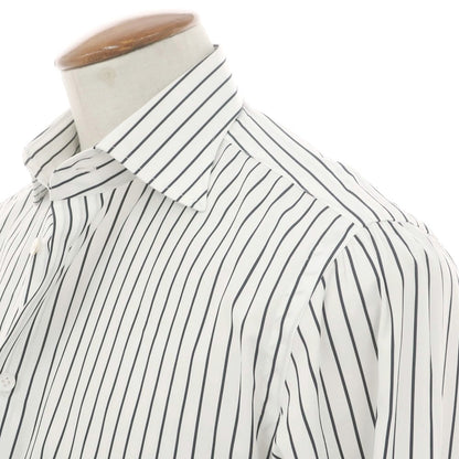 【中古】ボリエッロ BORRIELLO コットン ストライプ セミワイドカラー ドレスシャツ ホワイトxブラック【 40 】【 状態ランクB 】【 メンズ 】