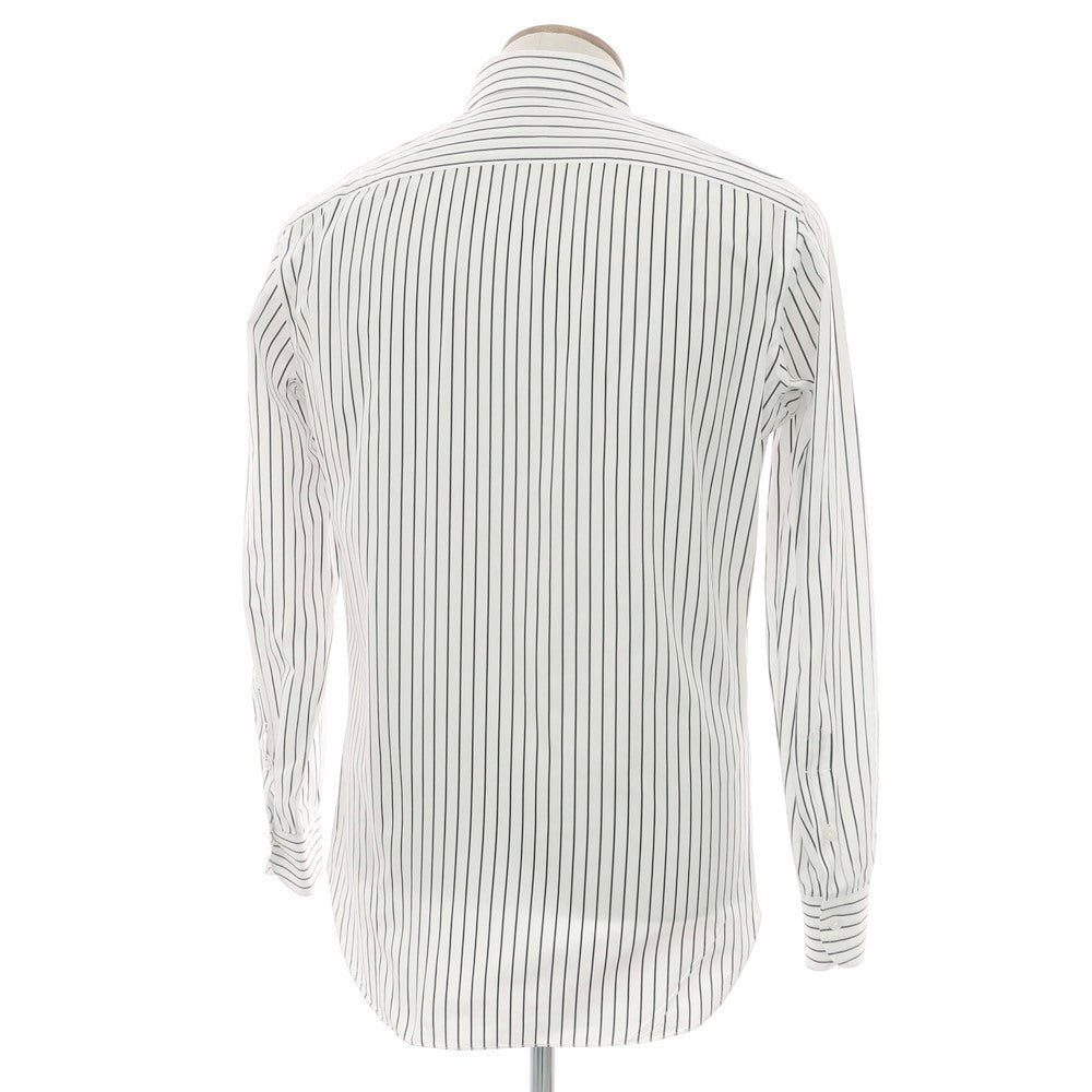 【中古】ボリエッロ BORRIELLO コットン ストライプ セミワイドカラー ドレスシャツ ホワイトxブラック【 40 】【 状態ランクB 】【 メンズ 】