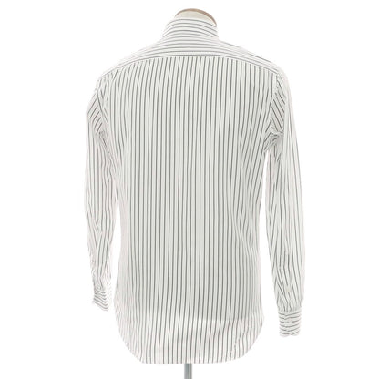 【中古】ボリエッロ BORRIELLO コットン ストライプ セミワイドカラー ドレスシャツ ホワイトxブラック【 40 】【 状態ランクB 】【 メンズ 】