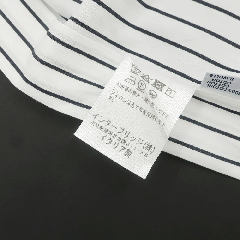【中古】ボリエッロ BORRIELLO コットン ストライプ セミワイドカラー ドレスシャツ ホワイトxブラック【 40 】【 状態ランクB 】【 メンズ 】
