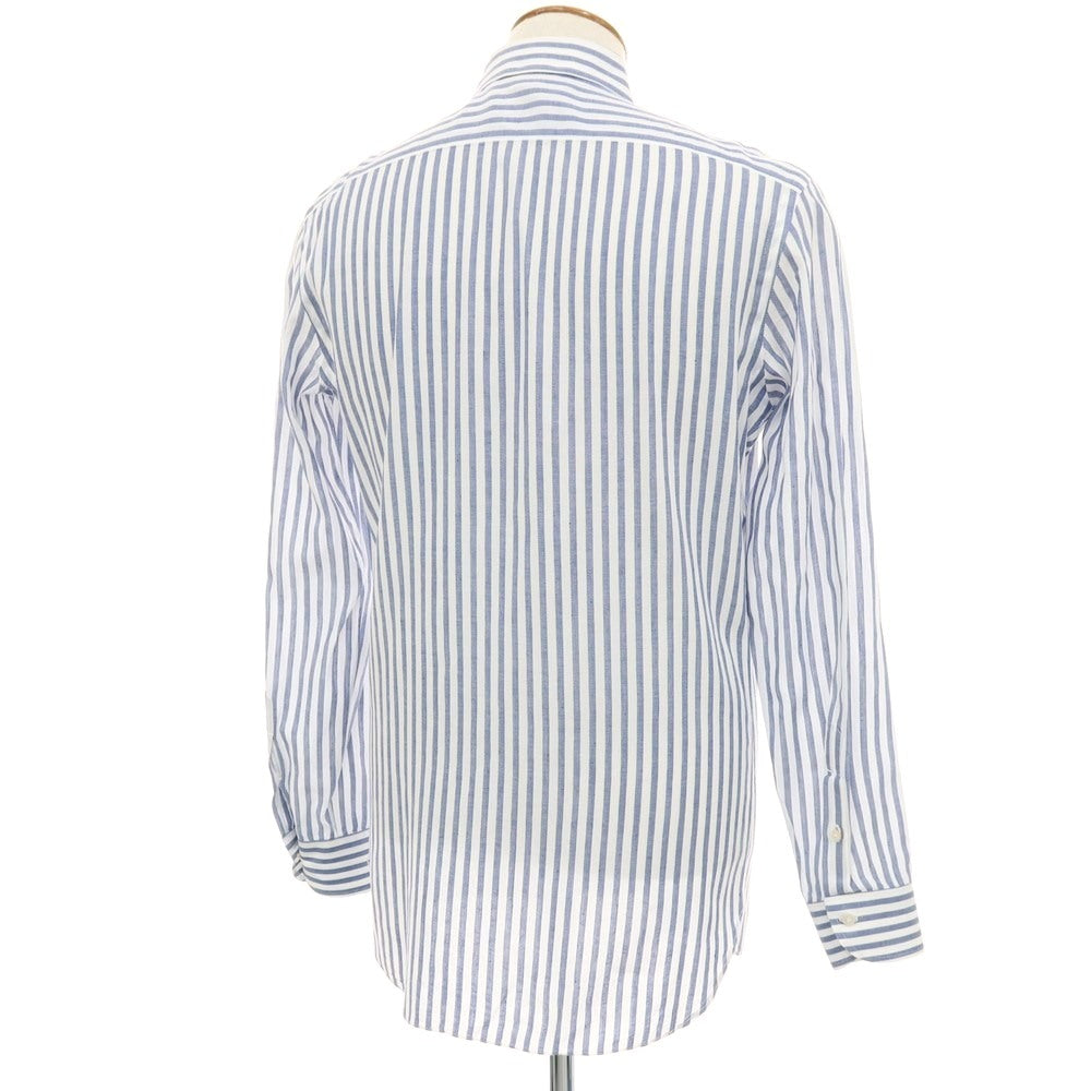 【中古】ボリエッロ BORRIELLO コットンリネン ストライプ レギュラーカラー カジュアルシャツ ホワイトxブルー【サイズ40】【 状態ランクB 】【 メンズ 】