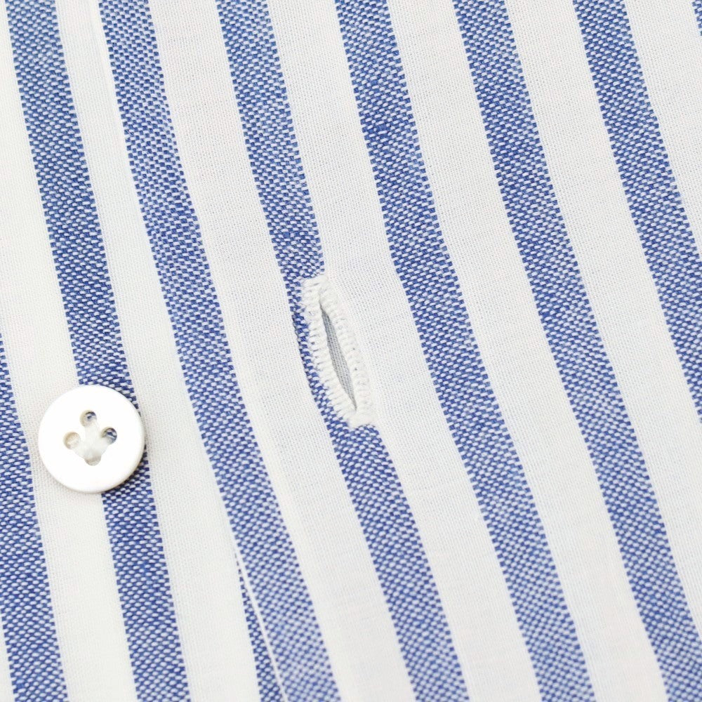 【中古】ボリエッロ BORRIELLO コットンリネン ストライプ レギュラーカラー カジュアルシャツ ホワイトxブルー【サイズ40】【 状態ランクB 】【 メンズ 】