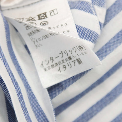 【中古】ボリエッロ BORRIELLO コットンリネン ストライプ レギュラーカラー カジュアルシャツ ホワイトxブルー【サイズ40】【 状態ランクB 】【 メンズ 】