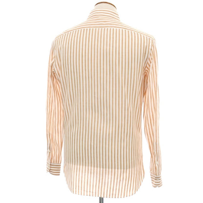【中古】ボリエッロ BORRIELLO コットンリネン ストライプ レギュラーカラー カジュアルシャツ ホワイトxオレンジ【サイズ40】【 状態ランクB 】【 メンズ 】