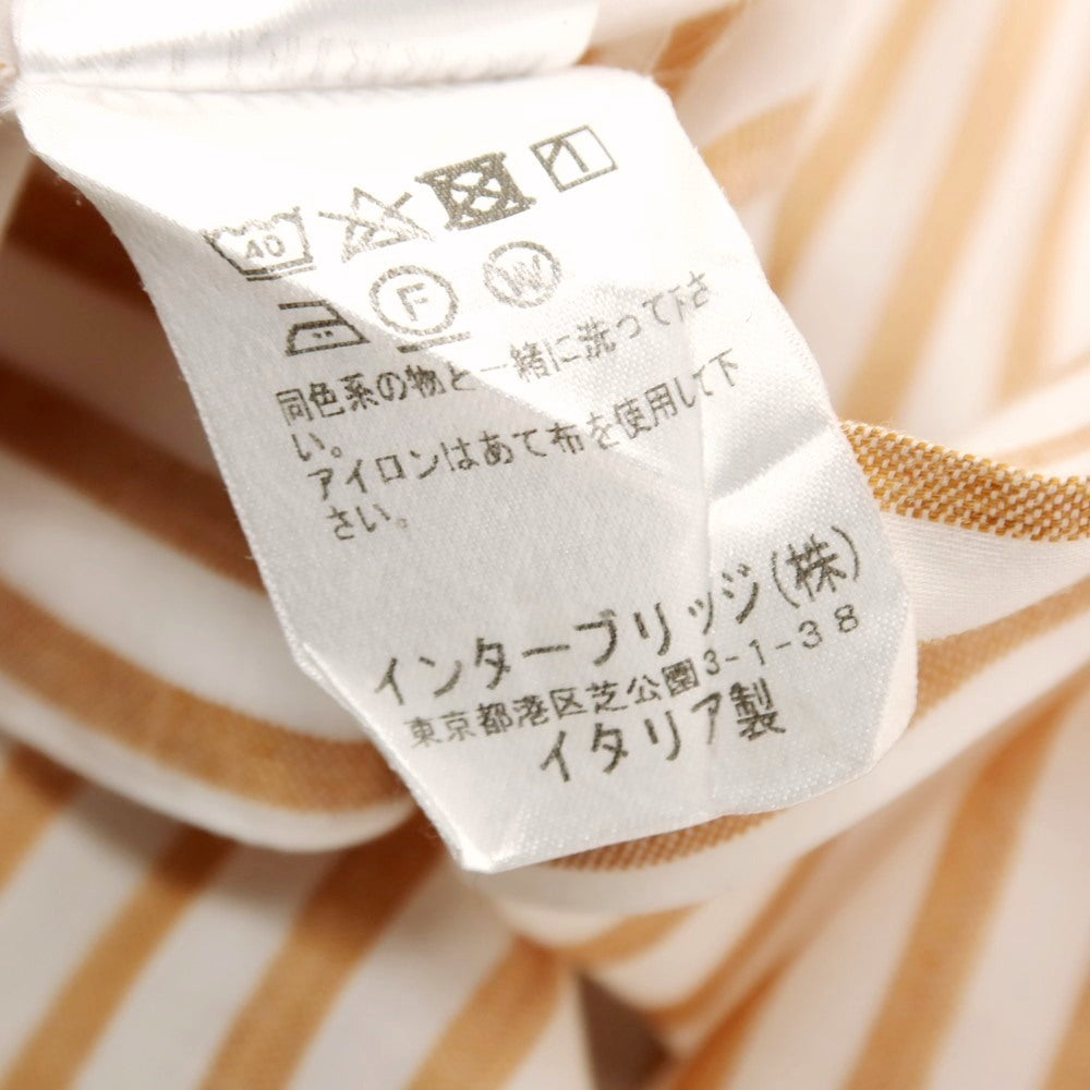 【中古】ボリエッロ BORRIELLO コットンリネン ストライプ レギュラーカラー カジュアルシャツ ホワイトxオレンジ【 サイズ40 】【 状態ランクB 】【 メンズ 】 [APD]
