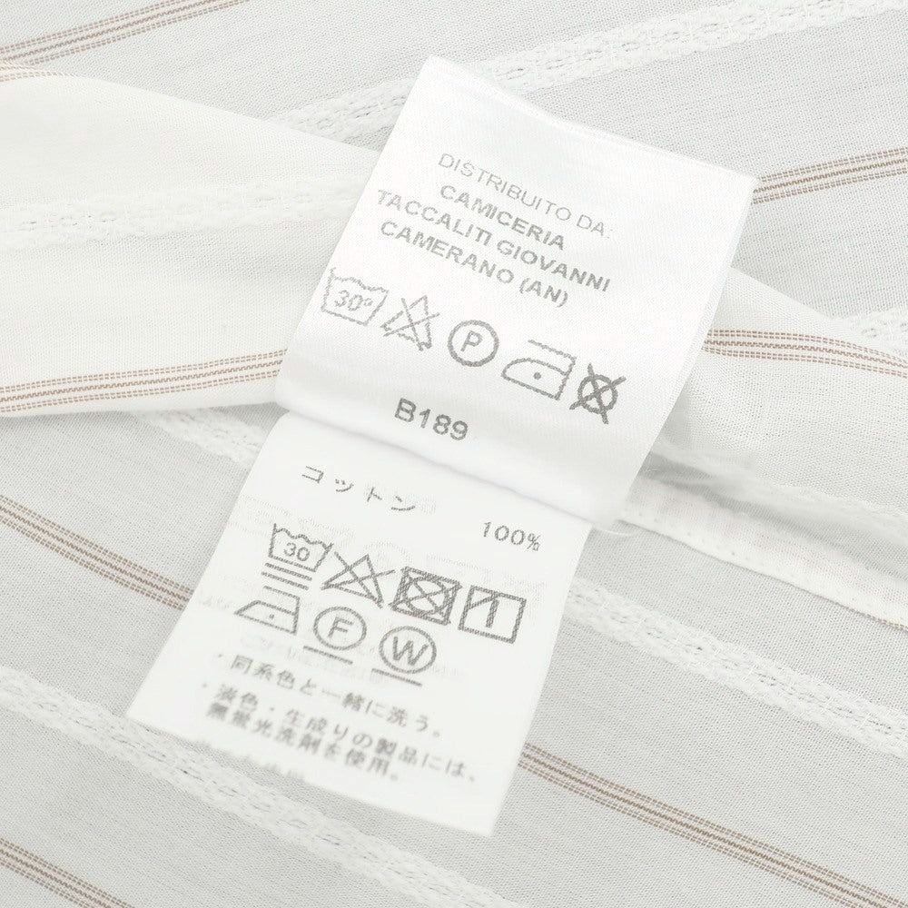 【中古】ギローバー GUY ROVER コットン ストライプ レギュラーカラー カジュアルシャツ ホワイトxブラウン【 40 】【 状態ランクB 】【 メンズ 】