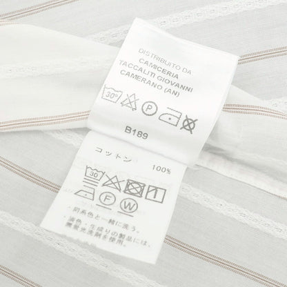 【中古】ギローバー GUY ROVER コットン ストライプ レギュラーカラー カジュアルシャツ ホワイトxブラウン【 40 】【 状態ランクB 】【 メンズ 】