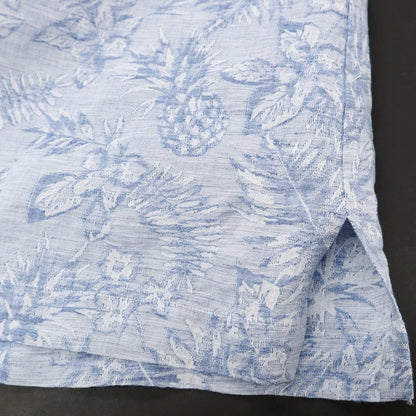 【中古】バグッタ Bagutta コットンリネン ジャカード トロピカル柄 オープンカラー カジュアルシャツ ブルー【サイズM】【 状態ランクB 】【 メンズ 】