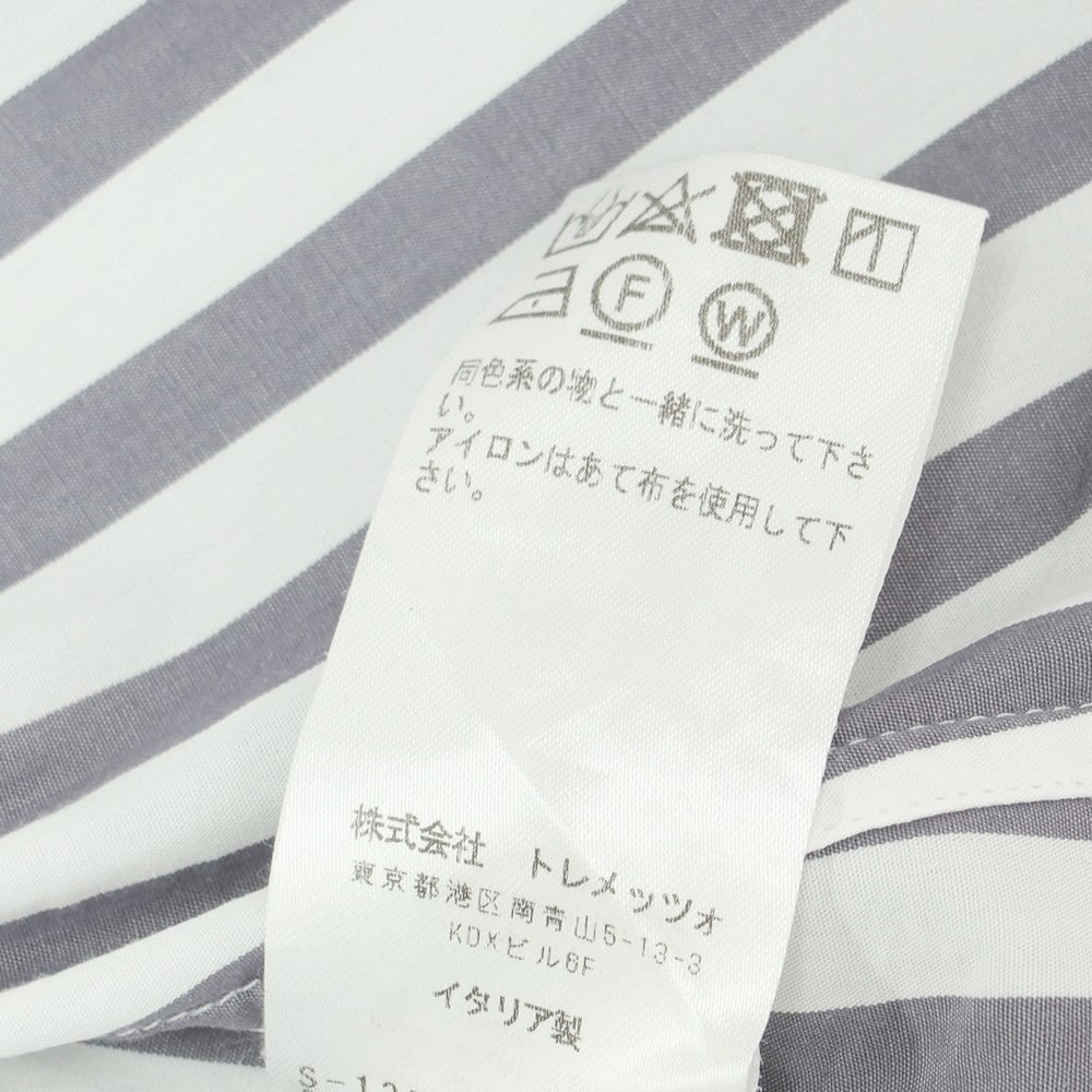 【中古】バグッタ Bagutta コットン ストライプ レギュラーカラー ドレスシャツ ホワイトxグレー【 40 】【 状態ランクC 】【 メンズ 】