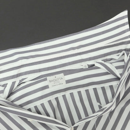【中古】バグッタ Bagutta コットン ストライプ レギュラーカラー ドレスシャツ ホワイトxグレー【 40 】【 状態ランクC 】【 メンズ 】