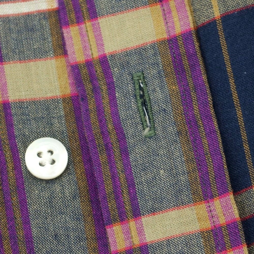 【中古】ビームスエフ BEAMS F コットン チェック ボタンダウン カジュアルシャツ ネイビーxグリーン【 40 】【 状態ランクB 】【 メンズ 】