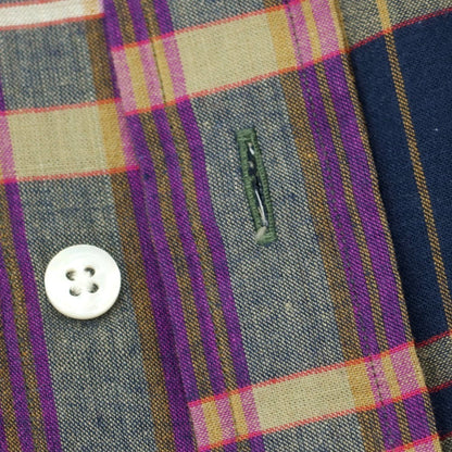 【中古】ビームスエフ BEAMS F コットン チェック ボタンダウン カジュアルシャツ ネイビーxグリーン【 40 】【 状態ランクB 】【 メンズ 】