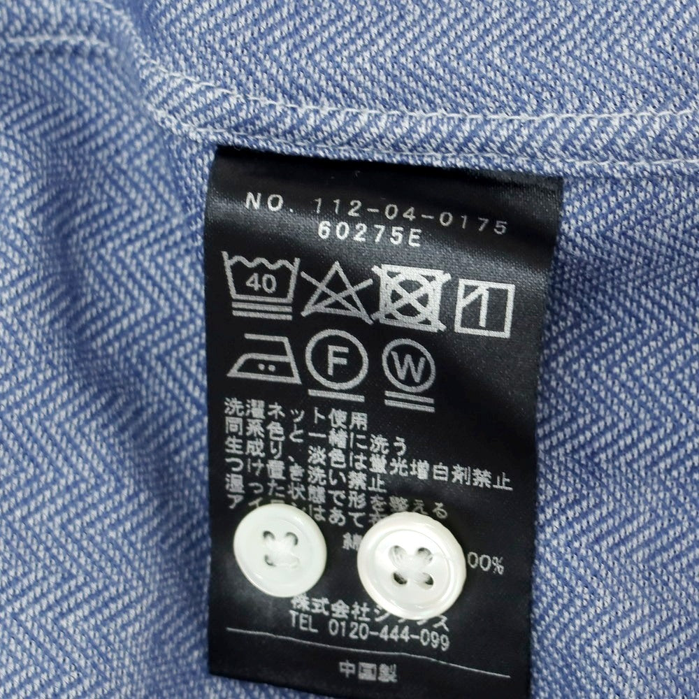 【中古】シップス SHIPS コットン ヘリンボーン ドレスシャツ ブルー【 L 】【 状態ランクB 】【 メンズ 】