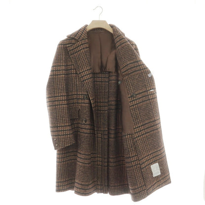 【中古】スティレ ラティーノ STILE LATINO アルパカウールナイロン チェック ダブルブレストコート ブラウン【 44 】【 状態ランクB 】【 メンズ 】